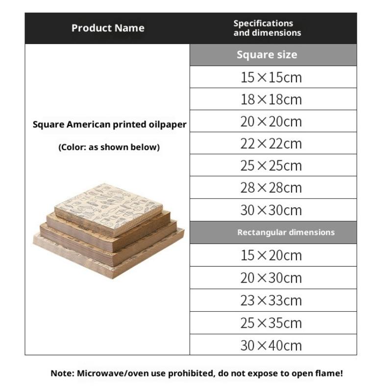 100 Adet Yağ Geçirmez Pişirme Gıda Ambalajı Wax Kağıt Burger Patates Kızartması Sarma Yağlı Kağıt Mutfak Sandviç Ekmek Gıda Pişirme Aletleri
