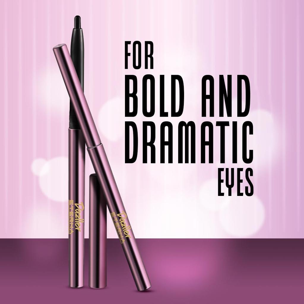 DAZLLER Eterna Kohl Definer, 0.35G, Black - Waterproof, Smudge-Proof, Matte Kohl Pencil With Ultra-Rich Pigments