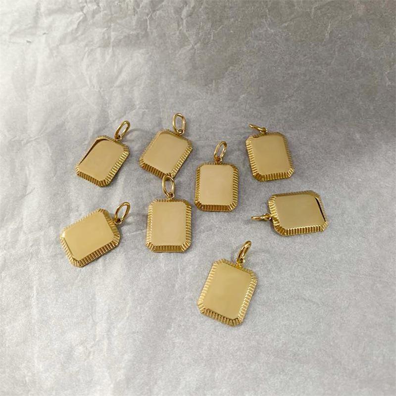 

Gold Titanium Steel Men s Engraving Name Tag Pendant
