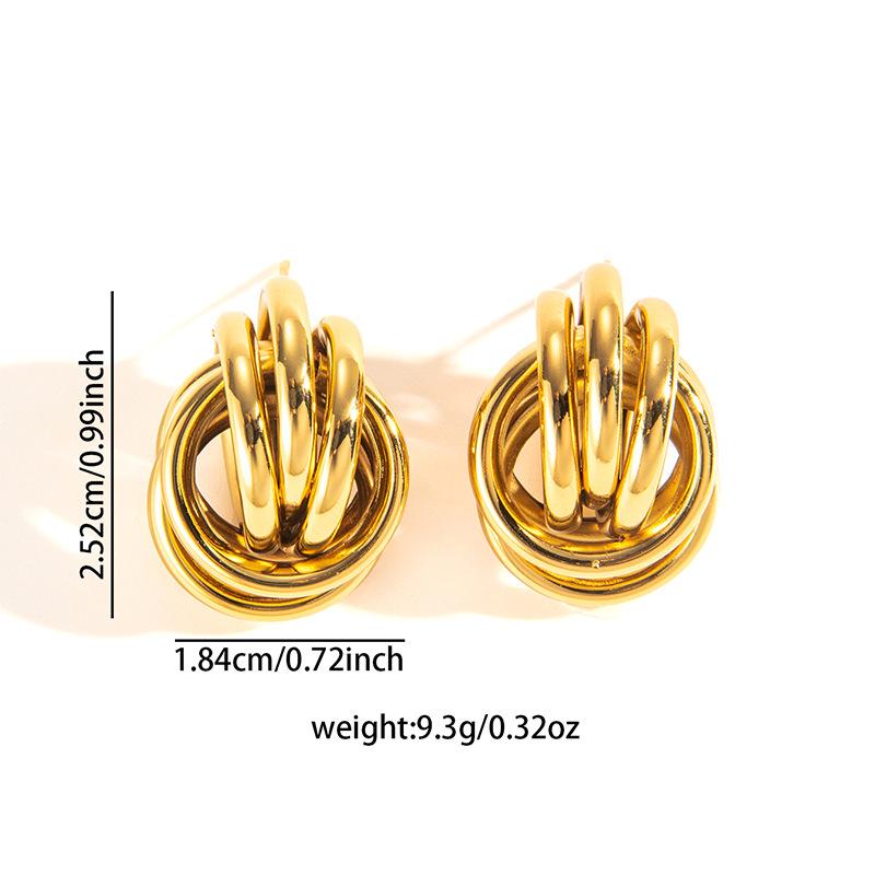 Elegant Retro Geometric Frosted Hollow Cable Texture Earrings for Women