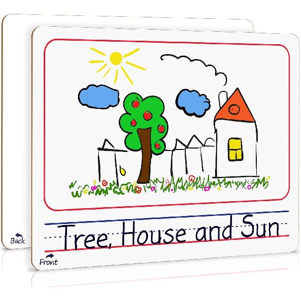 Scribbledo Double Sided Whiteboard Lined Dry Erase Board for Kids Ruled Writing Board Handwriting Practice Small White 9x12 Dry Erase Board with