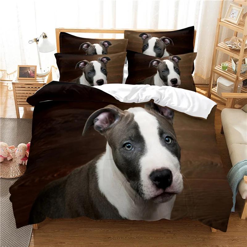 Set Copripiumino 3D Cavalli/Cane da Compagnia/Carlino per Singolo Matrimoniale 100% Fibra di Bambù Set Copripiumino 3 Pezzi Dropship Biancheria da Letto Set Letto
