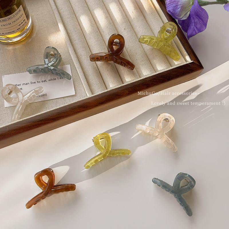 4.5CM Semi-Transparent Jelly Color Claw Clip for Half-Up Hairstyles - Sweet Small Shark Clip Hair Accessory