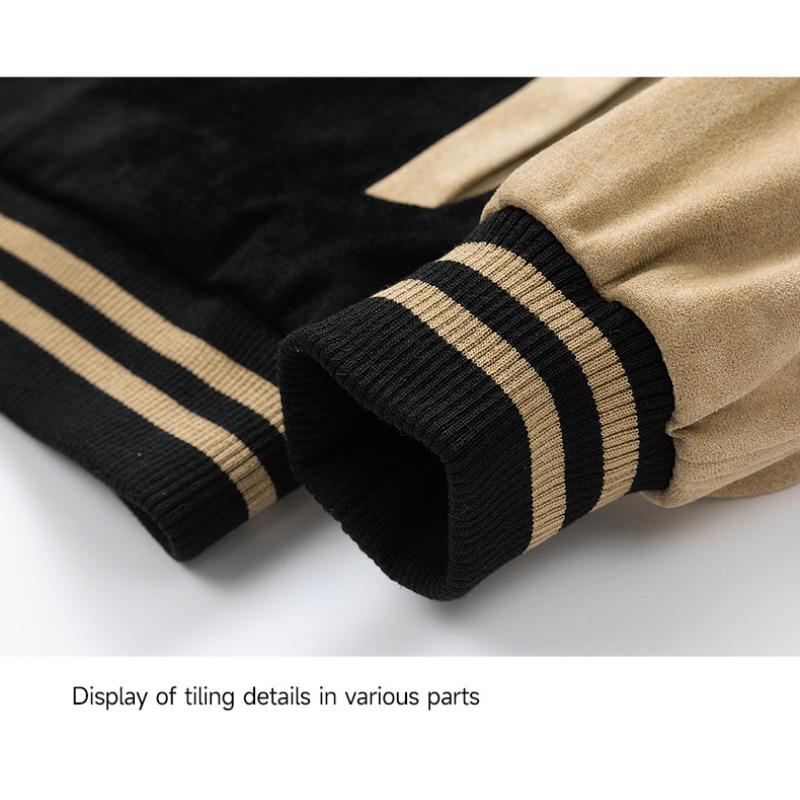 2025 New Spring and Autumn Jacket Men's Jacket Casual Suede Fleece Baseball Jersey American Street Style Embroidered Baseball Collar