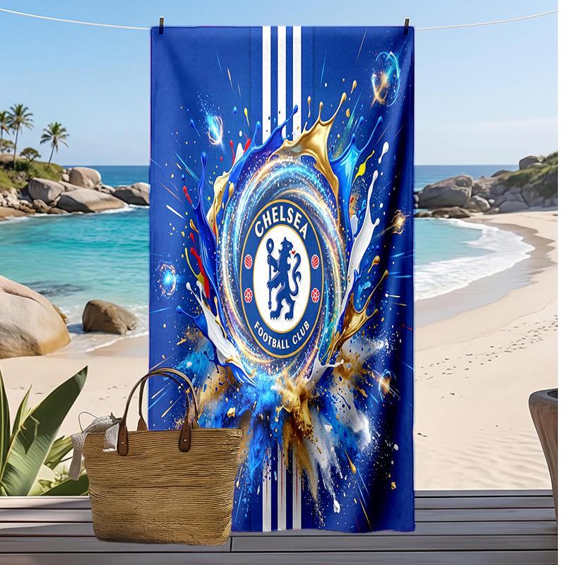 Chelsea FC Printed Beach Towel Quick Dry Soft TowelPortable Large Rectangular Beach Blanket for Travel Swimming Pool