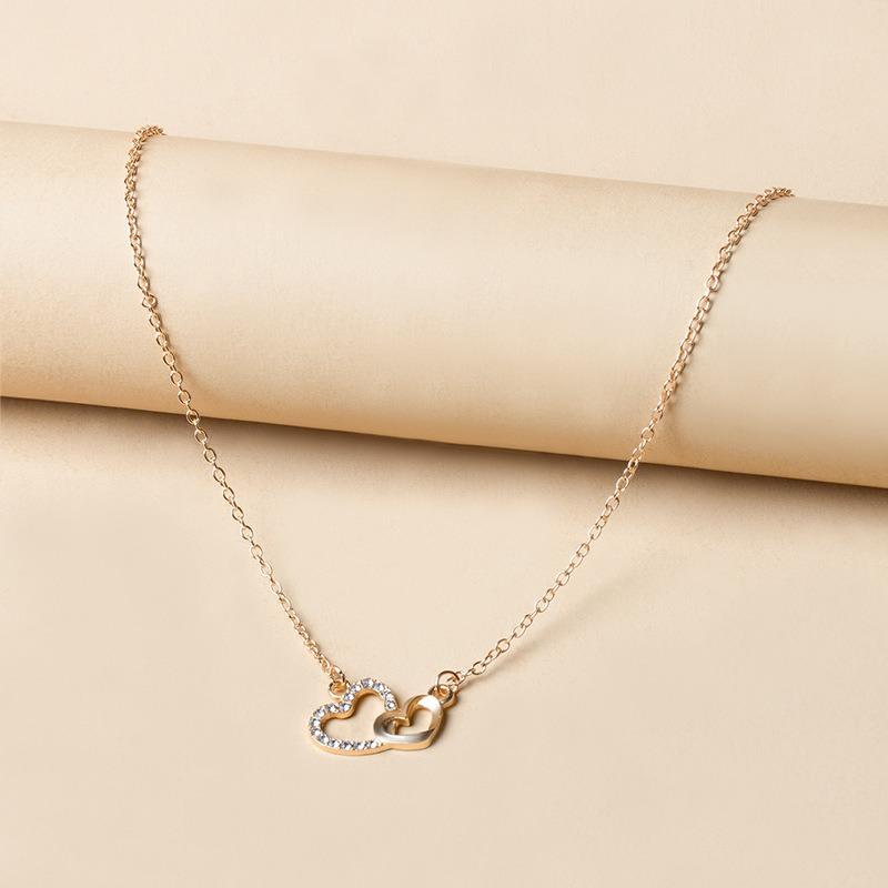 Double love necklace jewelry temperament simple pendant fashion street shot neck chain women's sweater chain