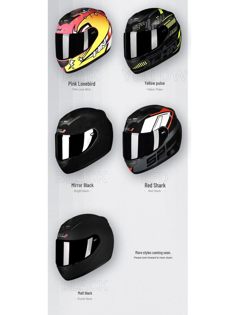 HNJ Unisex Full-Face Summer Motorcycle Helmet with Gray Riding Horns - Stylish and Safe for Racing
