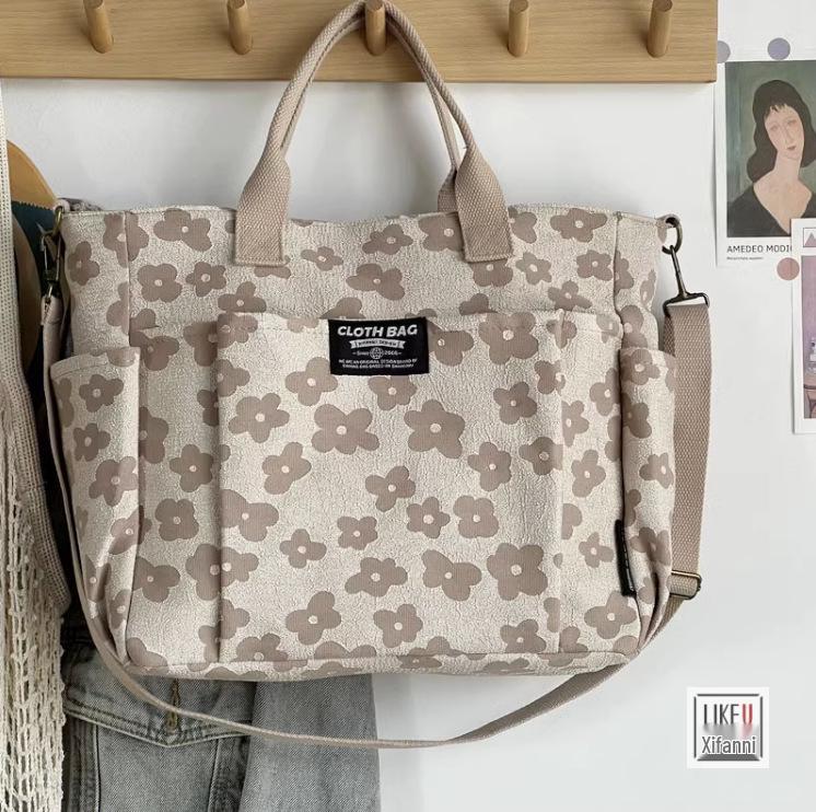 Original Handmade Thickened Artistic Canvas Tote Bag - Versatile Crossbody/Shoulder Carry for Students