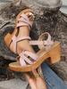 Fashion Ankle Strap High Heels Sandals for Women 2024 Summer Platform Gladiator Sandalias Mujer Weaving Cross Band Chunky Heeled Sandles