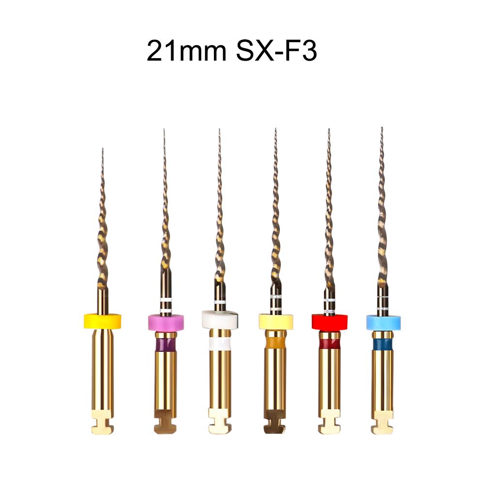 6 szt./pudełko Złote elastyczne pilniki dentystyczne, obrotowe pilniki endodontyczne, złote pilniki endodontyczne, 21/25/31 mm, niklowo-tytanowe, narzędzie stomatologiczne