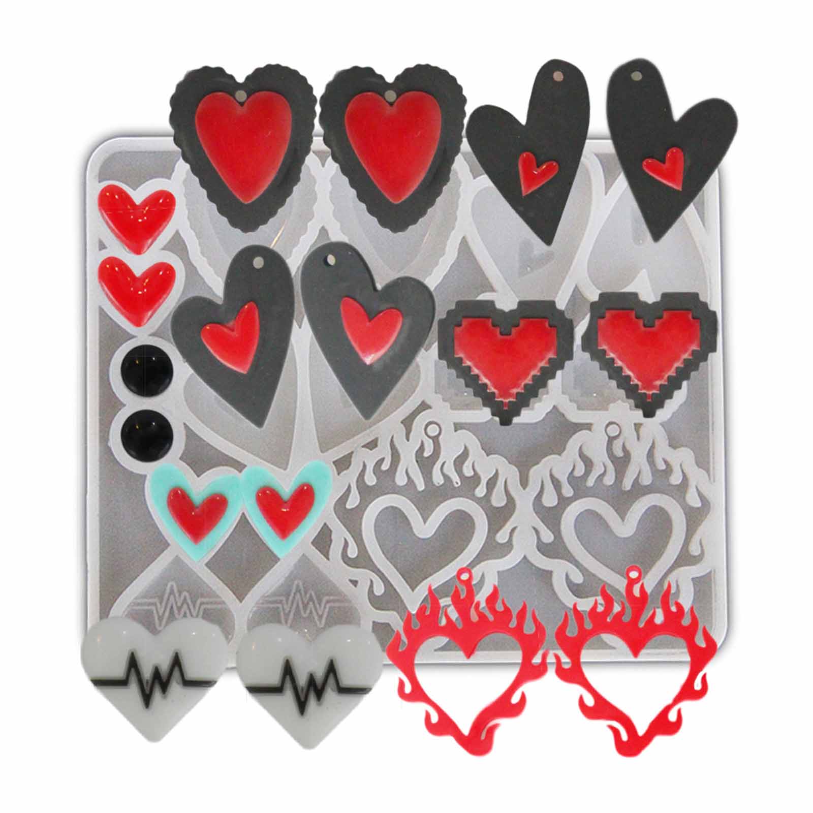 

Love Heart Series Earring Silicone Mold Suitable for Epoxy Resin Diy Craft Backpacks Pendant Ornament Jewelry Making 1