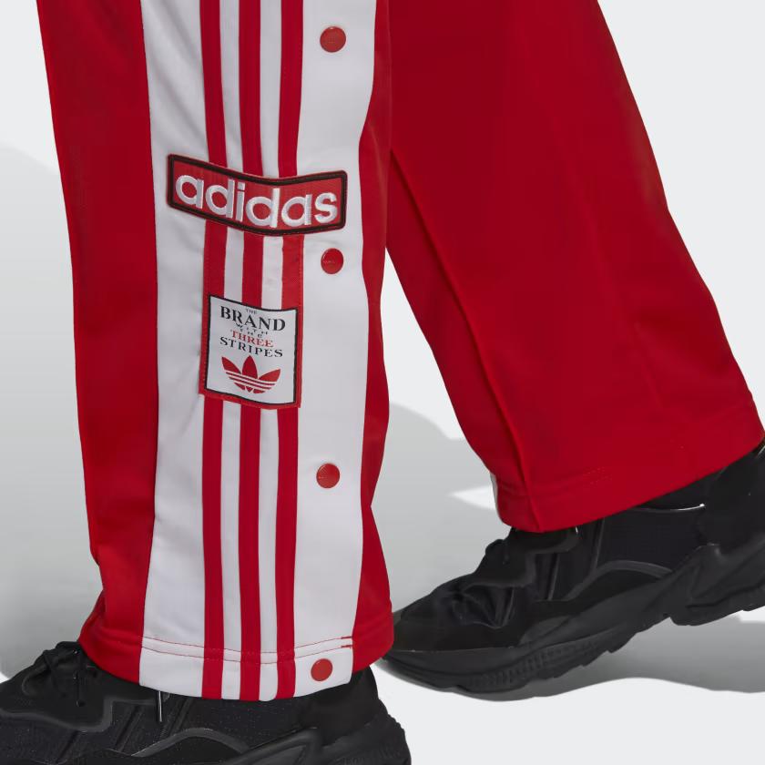 adidas Striped Logo Print Casual Sports Long Pants Women Bottoms Red H34672