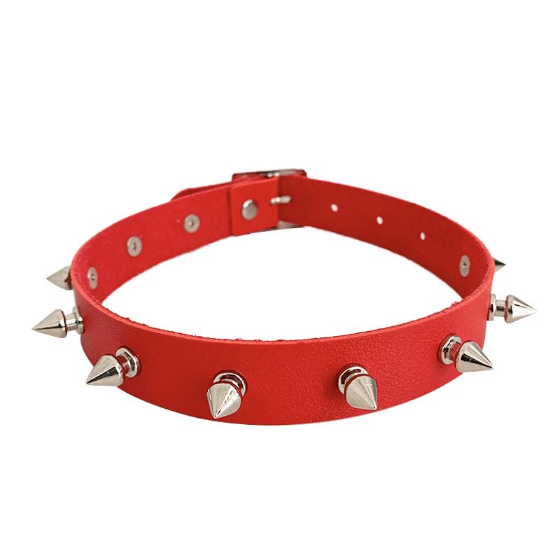 Harajuku Nieten Punk Choker Halskette aus PU-Leder