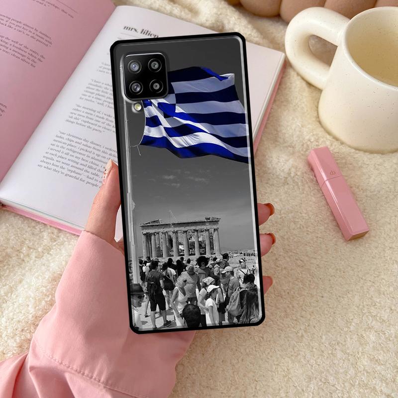 Řecká vlajka pro Samsung Galaxy A54 A34 A14 A13 A52 A32 A12 A22 A72 A52S A33 A53 A73 A71 A51 Pouzdro na telefon