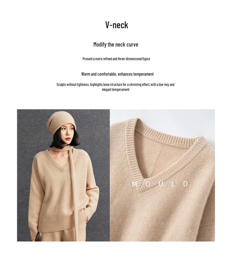 Women's Cashmere Knitwear: Solid Color Loose Fit for Autumn/Winter