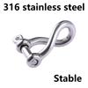 Stainless Steel Screw Pin Twisted Shackle Heavy Duty Shackles Marine Riggings Accessories for Connecting Chain and Rope