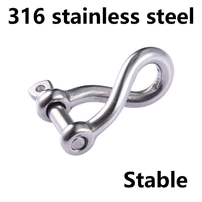 Stainless Steel Screw Pin Twisted Shackle Heavy Duty Shackles Marine Riggings Accessories for Connecting Chain and Rope