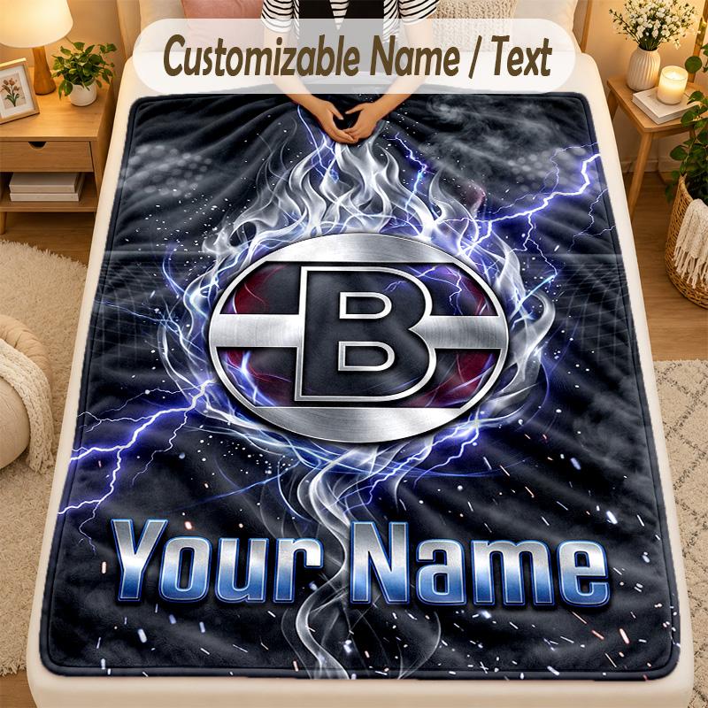 Flannel BlanketBorussia Mönchengladbach Custom Name Text Personalized Soft Warm Throw Blanket Home Decor Gift