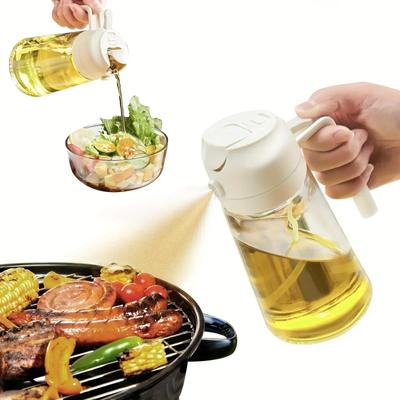 2 In 1 470ML Glass Spray Bottle, Oil Dispenser, Oil Jar, Oil Jar, Vinegar Cruet, Barbecue, Picnic, Kitchen Tool