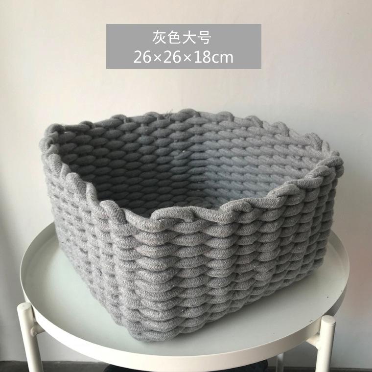 Nordic Cotton Line Ručně tkaný úložný košík z hrubého lana Jednoduchý stolní organizér Box na dětské hračky, svačiny, klíčenky, kosmetické drobnosti