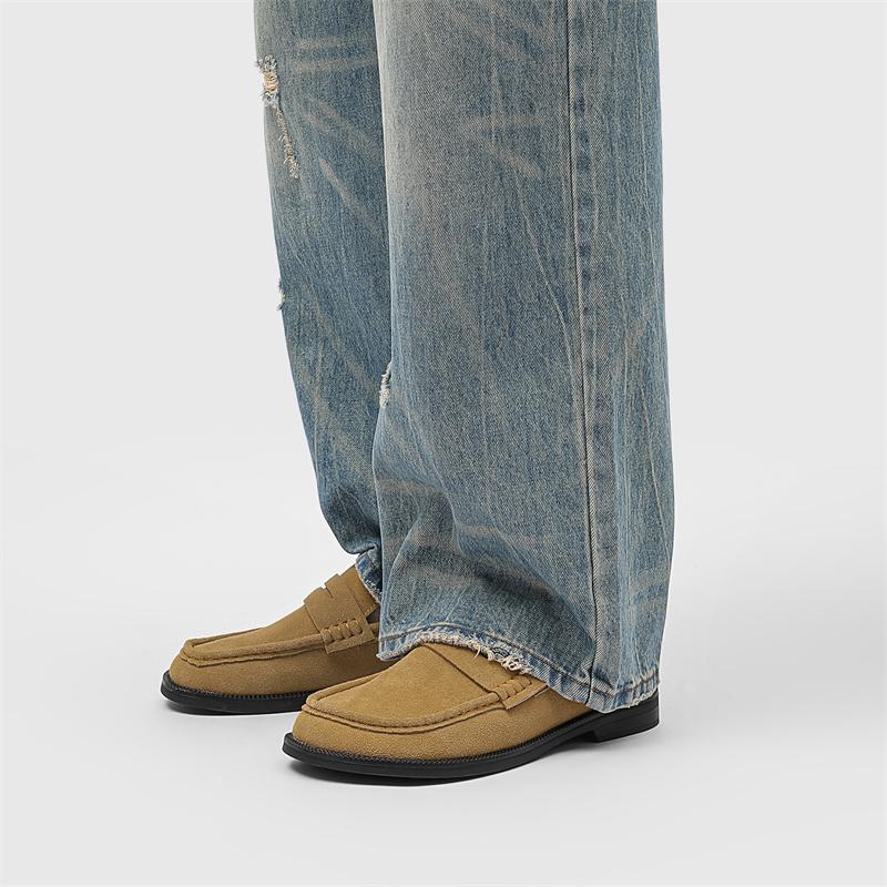 Fashion Cow Suede Leather Men Classic British Style Loafers Moccasins Mens Light Comfortable Walking Flats Luxury Men's Casual Shoes