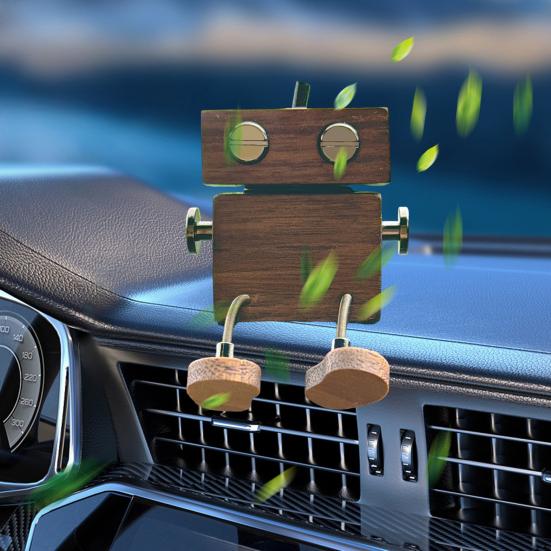 Car Aromatherapy Handmade Wooden Doll Long-Lasting Aromatherapy Essential Oil Diffuser Shaking Feet Car Dashboard Decoration