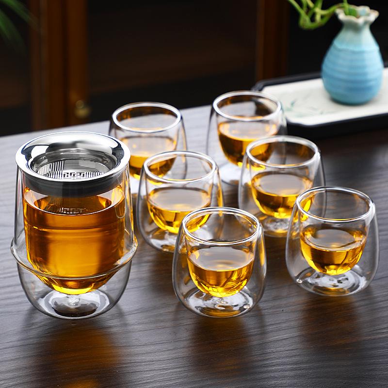 Double-Layer Glass Teapot with Infuser - Anti-Scald, Single-Serve Tea Set for Home or Office