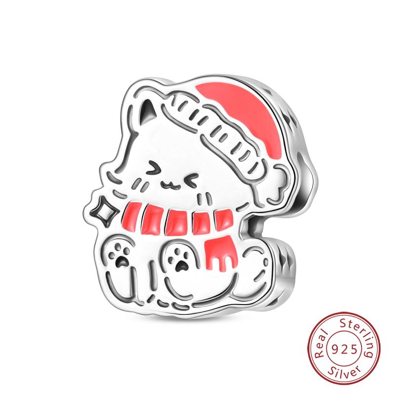 Original Copper Charms Beads Winter Snowflake Snowman Igloo Penguin Pendant Fit Bracelet Women Jewelry Gift
