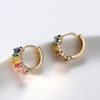 Rainbow Zircon 14k Gold Plated Hoop Earrings for Women 2023 Colorful Small Huggie Earrings Bulk Sets Trendy Piercing