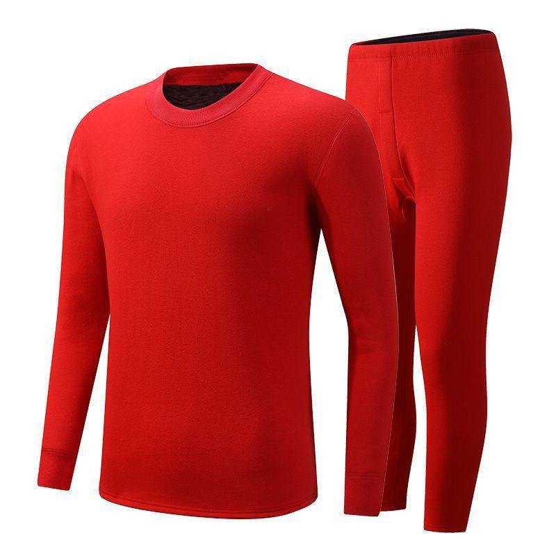 Couple Thick Warm Thermal Underwear Set Red Gold Fleece Wedding Winter Base Layer Men Women