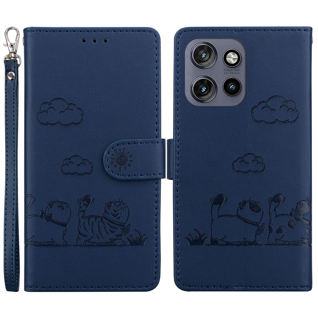 Dla Motorola Edge 50 Neo 5G/Moto S50 5G/Thinkphone 25 5G Etui Blokujące RFID Wzór Kotka TPU+Skóra PU Pokrowiec na Telefon