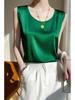 Women's Sleeveless Summer Silk Camisole - Loose Fit, Round Neck, Mulberry Silk Base Layer Top