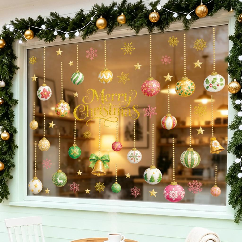Christmas Static Cling Window Decals for Living Room Bedroom Holiday Party Decorations