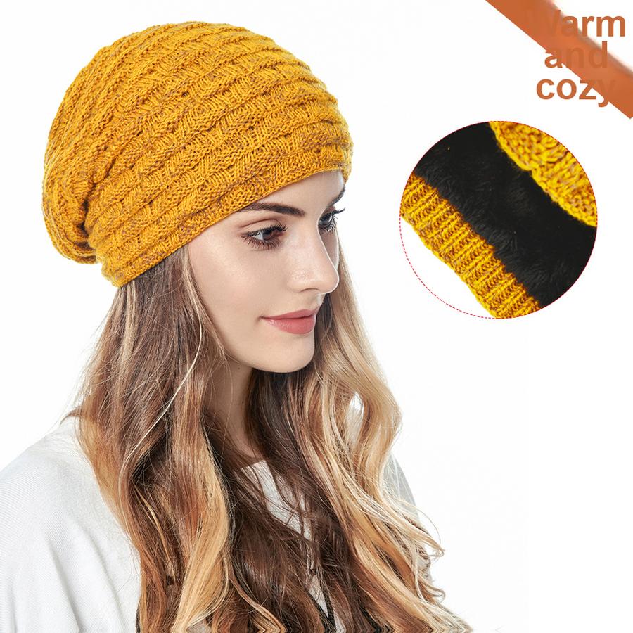 woMen's Winter Autumn New Style Knitted Beanie with Fleece Lining and Earflap Hat