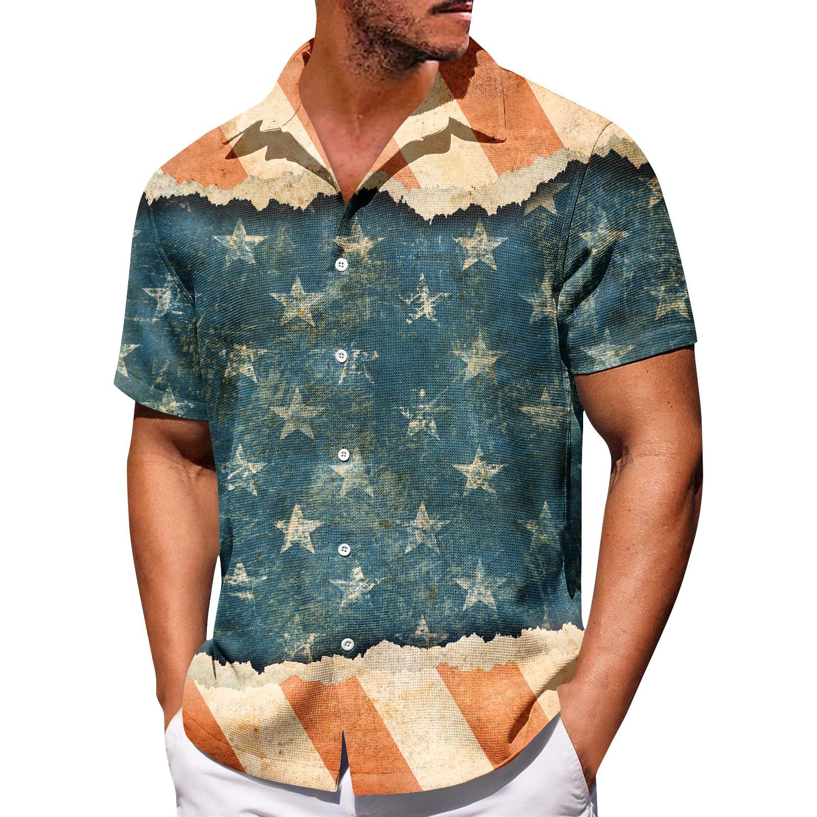 

Мужские рубашки с короткими рукавами и пуговицами на День независимости. Мужские повседневные модные рубашки с короткими рукавами. XXXXXXL