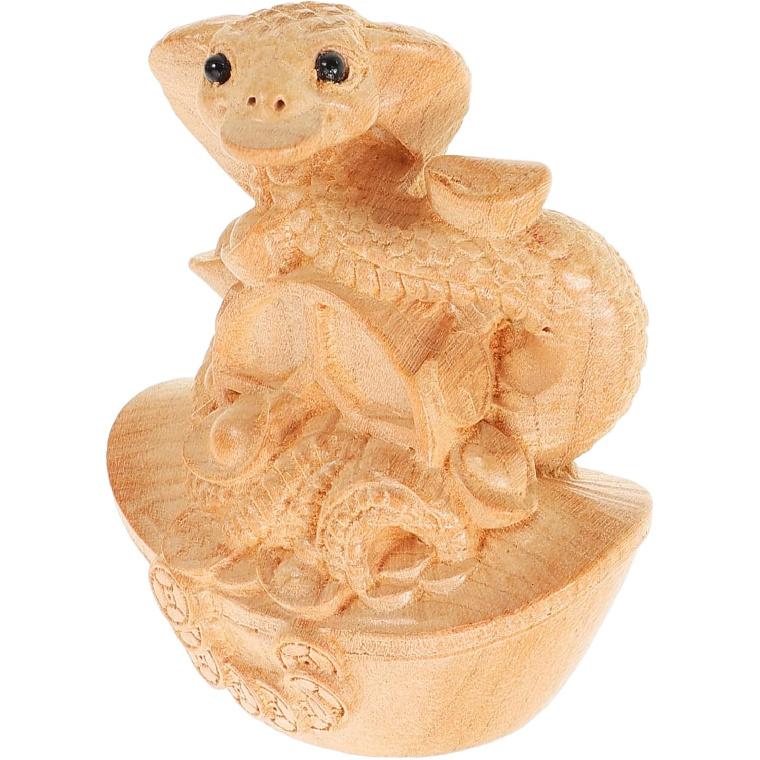 Деревянная фигурка змеи ручной работы, статуэтка змеи по китайскому зодиаку, скульптура года змеи 2025, скульптура животного на удачу для декора дома, офиса, рабочего стола