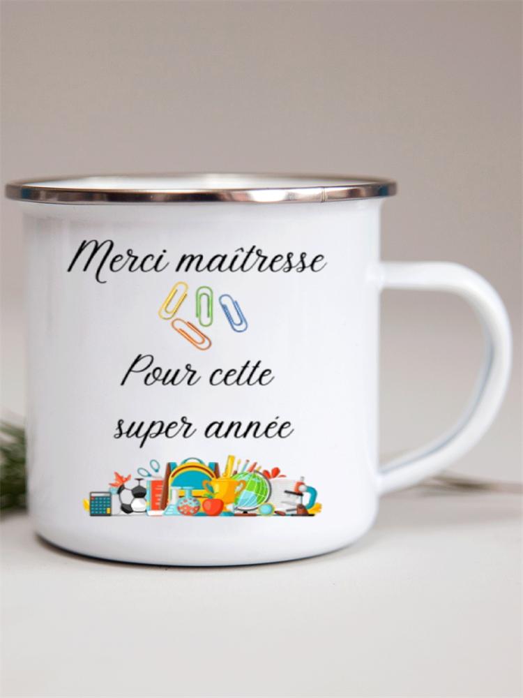 Französische Emailletassen mit Blumendruck Kreative Kaffeetasse Milch Wein Bier Getränk Saftbecher Schule Zuhause Henkel Trinkgeschirr Lehrergeschenke