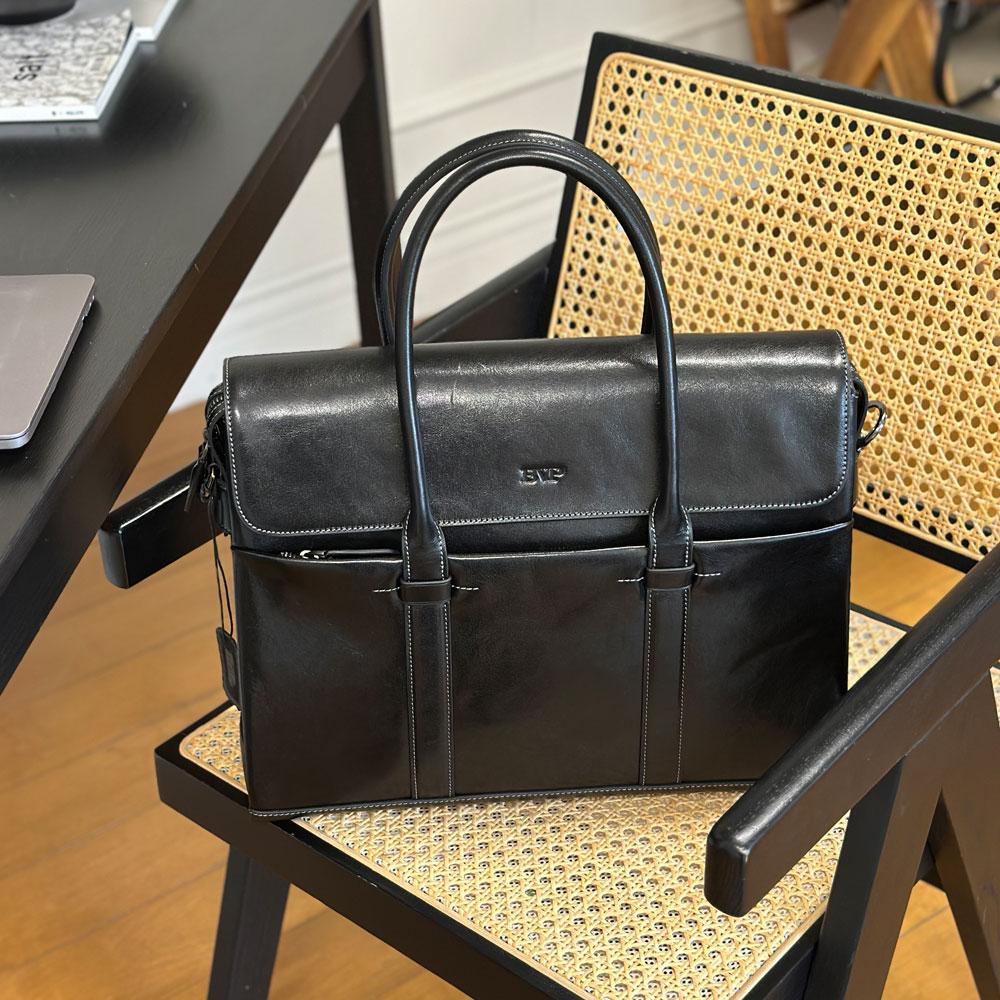 Bvp Bvp Business Genuine Cowhide Men'S Briefcase T1073 Black