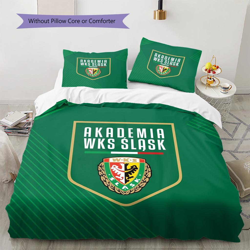 Śląsk Wrocław Muster Bettwäsche Bettdecken-Set Heimdekoration Geschenk (1 Bettbezug + 2 Kissenbezüge (ohne Füllung))