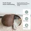 4-Season Semi-Enclosed Cat House Breathable Rattan Pet Bed Detachable Washable Cat Villa Summer Coolness Kitty Cottage