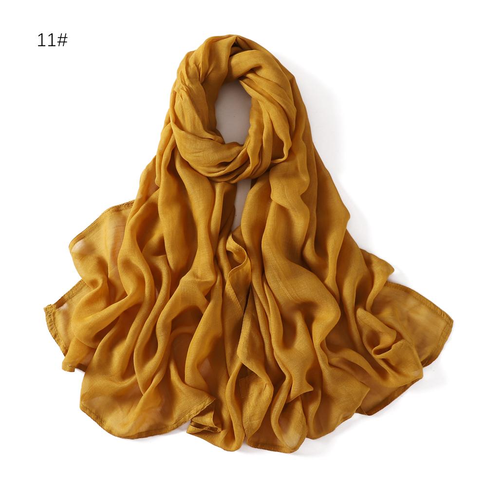 100% Viscose Double Stitches Edge Scarf Hijab Femme Solid Color Long Shawl Muslim Foulard Headscarf Pashmina