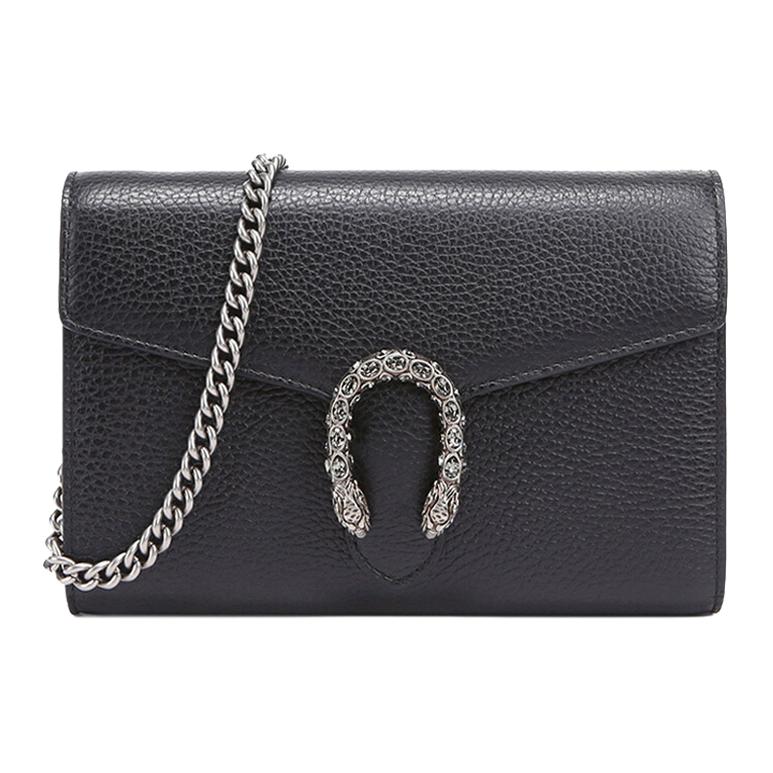 Gucci Dionysus Double Tiger Head Buckle Chain Wallet Crossbody Bag Leather Mini Women Bags Black 401231-CAOGN-8176