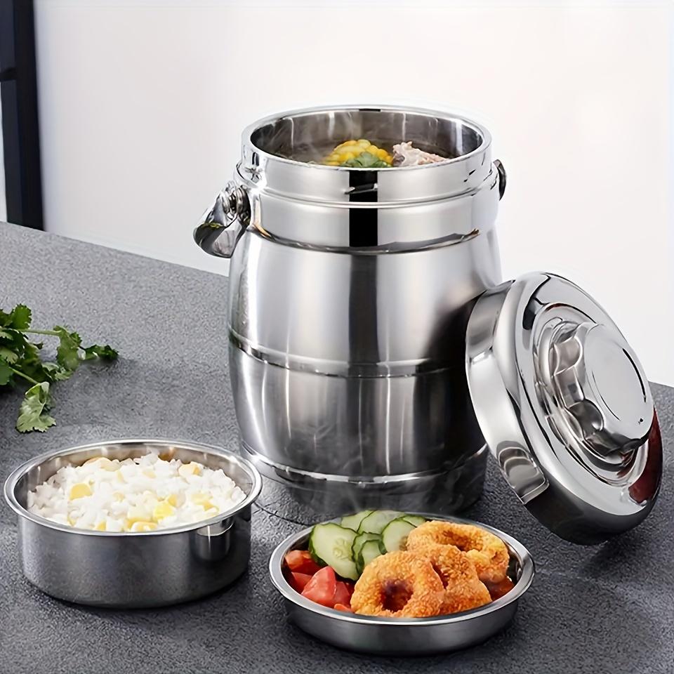 

3-слойный изолированный ланч-бокс из нержавеющей стали — портативный, герметичный пищевой контейнер для школы, столовой и пикника серебряный