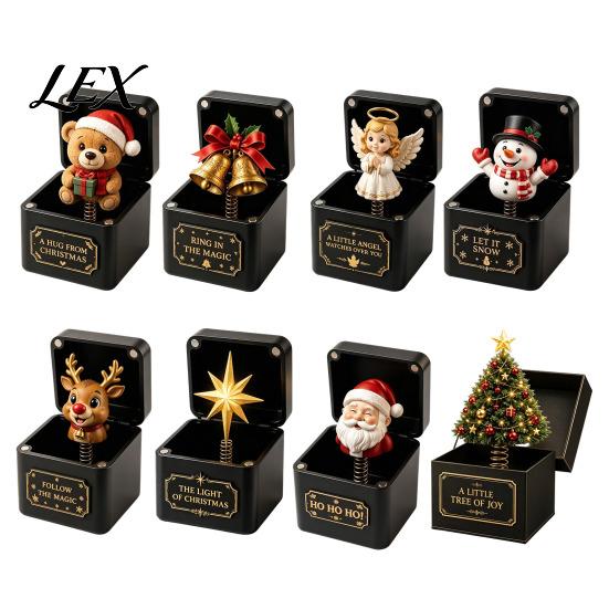 Christmas Pop Up Gift Box 3D Printed Pop-Up Magic with Spring Action, Xmas Elements/Angel/Star Creative Stocking Stuffers Ornaments, Festive