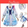 Genshin Impact Kamisato Ayaka Cosplay Costume Wig Flower Dress Hat Halloween