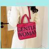 Gentle Woman Letter Canvas Shoulder Bag With Nylon Lining For Casual Outings
