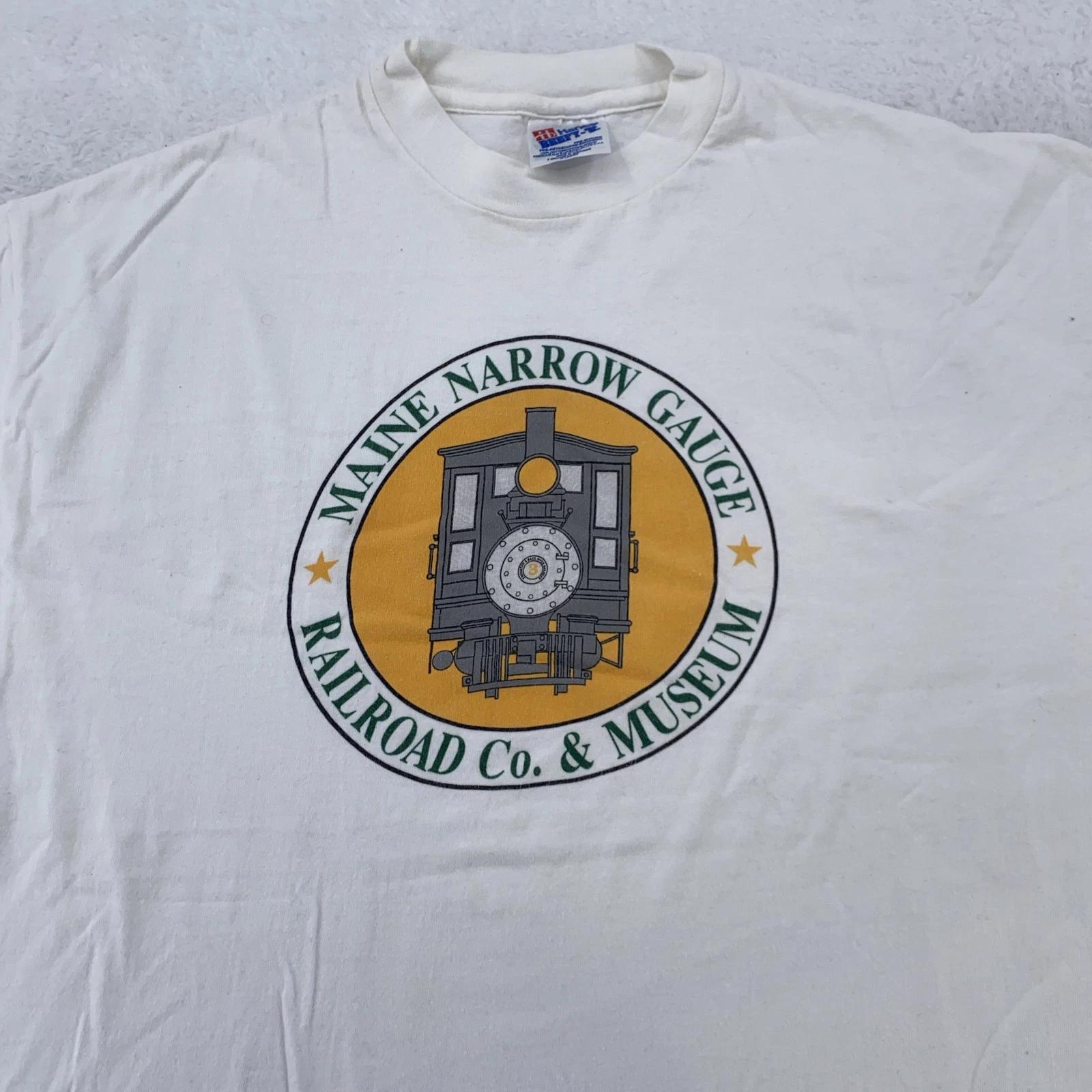 

Vintage Maine Narrow Gauge Railroad Museum Shirt Mens L/XL Train Tee 90s USA S