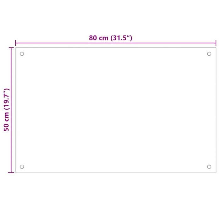 VidaXL Kitchen Backsplash, Transparent, 80x50 Cm, Tempered Glass, Heat and Scratch Resistant, Wall Panel, 249470