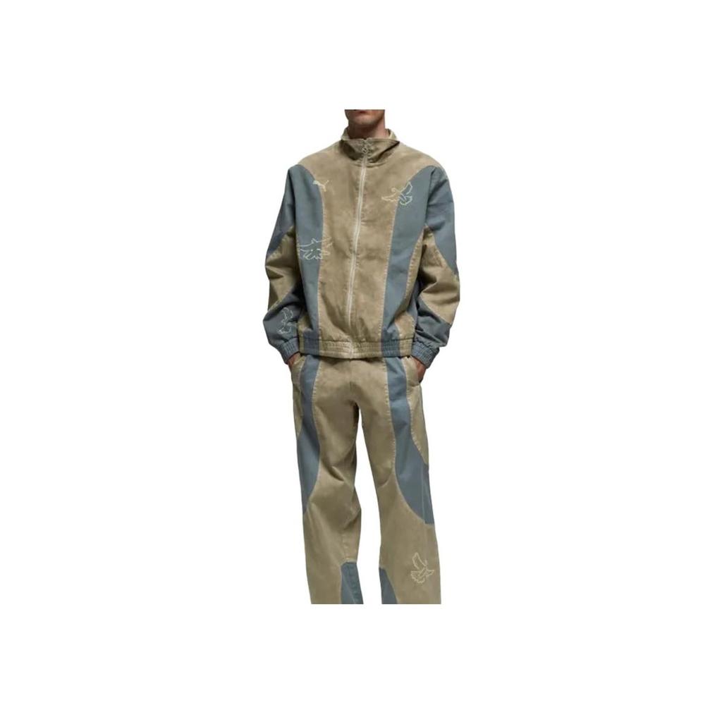 Puma Animal Print Vintage Sports Stand Collar Long Sleeve Jacket Men Jacket Pebble-Grey 624075-94