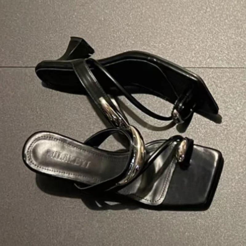 Designer Women High Heeled Sandals Elegant Woman's Slippers Summer 2025 Trend Fashion Pumps Slides Luxury Sandalias De Mujer